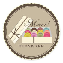 One Dozen French Macarons Merci Thank You Stickers