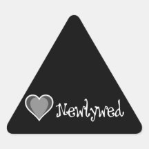 One Heart - Newlywed - Black & White Triangle Stickers
