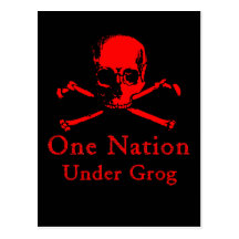One Nation Under Grog postcards (red skull)