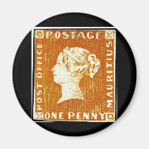 One Penny British Empire Mauritius Postage Stamp Fridge Magnets
