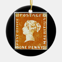 One Penny British Empire Mauritius Postage Stamp Ornament
