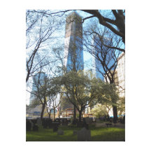 One World Trade Ctr from St Pauls Chapel Wrapped Stretched Canvas Prints