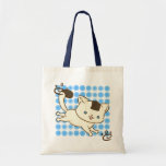 Onigiri Cat Frolic Tote (Blue Polka) Tote Bags