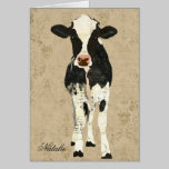 Onyx & Pearl Cow Personalized Notecard cards