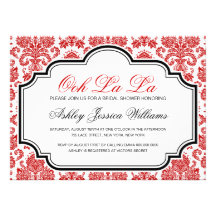 Ooh La La Red Damask Bridal Shower Invitations