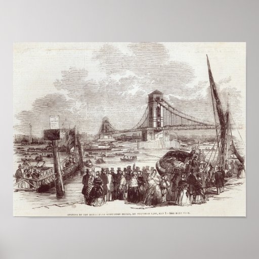 Opening of the Hungerford Suspension Bridge Print