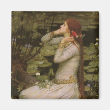 Ophelia (By the Pond) JW Waterhouse, Victorian Art Refrigerator Magnet