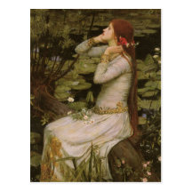 Ophelia (By the Pond) JW Waterhouse, Victorian Art Post Cards