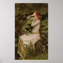 Ophelia (By the Pond) JW Waterhouse, Victorian Art Poster