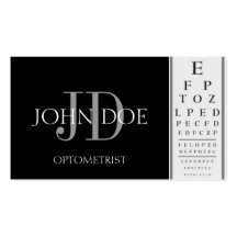Optometrist Chart Black Business Cards
