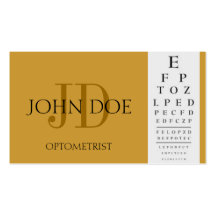 Optometrist Chart Gold Business Cards