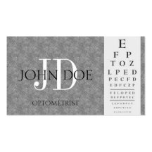 Optometrist Chart Monogram Blue Grey Marble Business Card