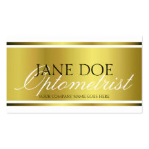 Optometrist Gold Metallic Script Business Card Template