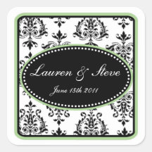 Opulent Damask Stickers sage green