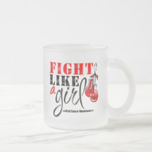 Oral Cancer Awareness Fight Like a Girl Coffee Mugs