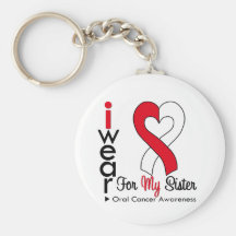 Oral Cancer I Wear Ribbon For My Sister Key Chains