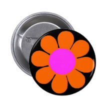 Orange 60's Flower Power Pin
