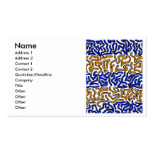 Orange and blue string doodle design business card