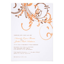 Orange and Brown Double Floral Wedding Invitation
