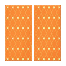 Orange and Cream Diamonds Square Argyle Pattern Stretched Canvas Print
