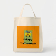 Orange and Green HappyHalloween Tote Bags