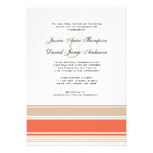 Orange and Tan Stripes Wedding Invitation