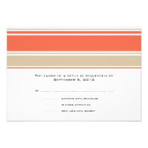 Orange and Tan Stripes Wedding RSVP Personalized Invitations