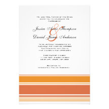 Orange and Terracotta Stripes Wedding Invitation