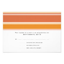Orange and Terracotta Stripes Wedding RSVP Personalized Announcements