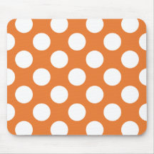 Orange and White Polka Dots Mouse Pads
