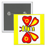 Orange and yellow butterfly BUTTON