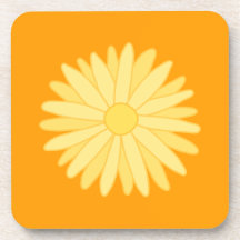 Orange and Yellow Floral Design. Beverage Coaster