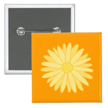 Orange and Yellow Floral Design. Button