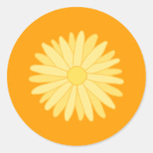 Orange and Yellow Floral Design. Round Sticker