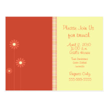 Orange and Yellow toned floral invite Post Card