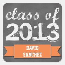 Orange banner ribbon chalkboard graduation class stickers