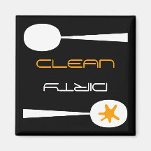 Orange, Black and White, Clean or Dirty Dishwasher Fridge Magnets