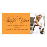 Orange Black Wedding Thank You Photo Cards