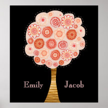 Orange Blossom Tree XL Wedding Name Wall Poster