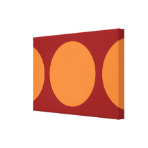 Orange Circles on Red Stretched Canvas Print