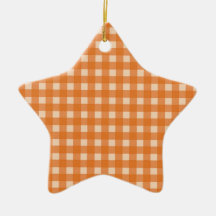 orange color country plaids christmas tree ornaments