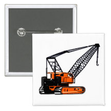 Orange Construction Crane Button