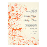 Orange Coral Birds & Swirls Wedding Invitations