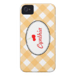 Orange country gingham pattern red cherry custom iPhone 4 case
