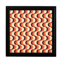 Orange, Cream, Brown Retro Fifties Abstract Art Jewelry Boxes