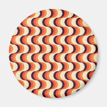 Orange, Cream, Brown Retro Fifties Abstract Art Refrigerator Magnets