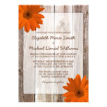 Orange Daisy Rustic Barn Wood Wedding Personalised Announcements