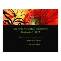 Orange Daisy Wedding RSVP Personalised Invite