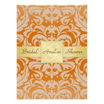 Orange Damask Bridal Shower Monogram Invitation