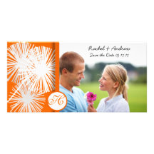 Orange Dandelion Save the Date Picture Card